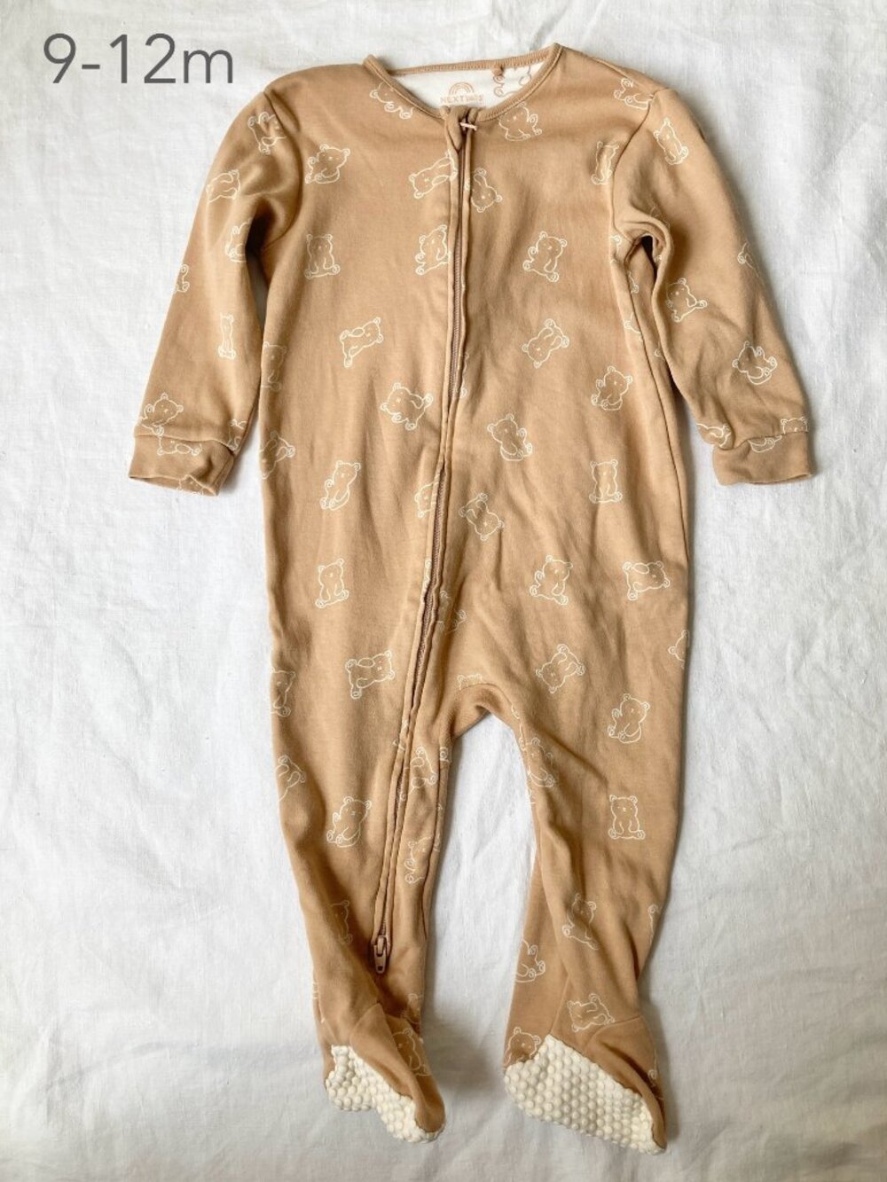 🪴5/$30 Next 9-12 Months Baby Orange Bears Zip Sleeper Neutral Minimalist Fall